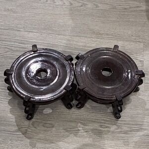 Vintage Chinese High Gloss Brown Lacquered Wood Planter Display Stand / Pedestal